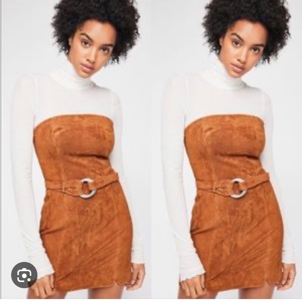 FREE PEOPLE Bet On It Suede Mini Dress